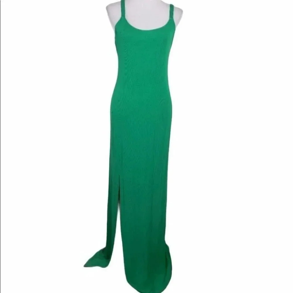 River Island 10 sexy green maxi with side slit